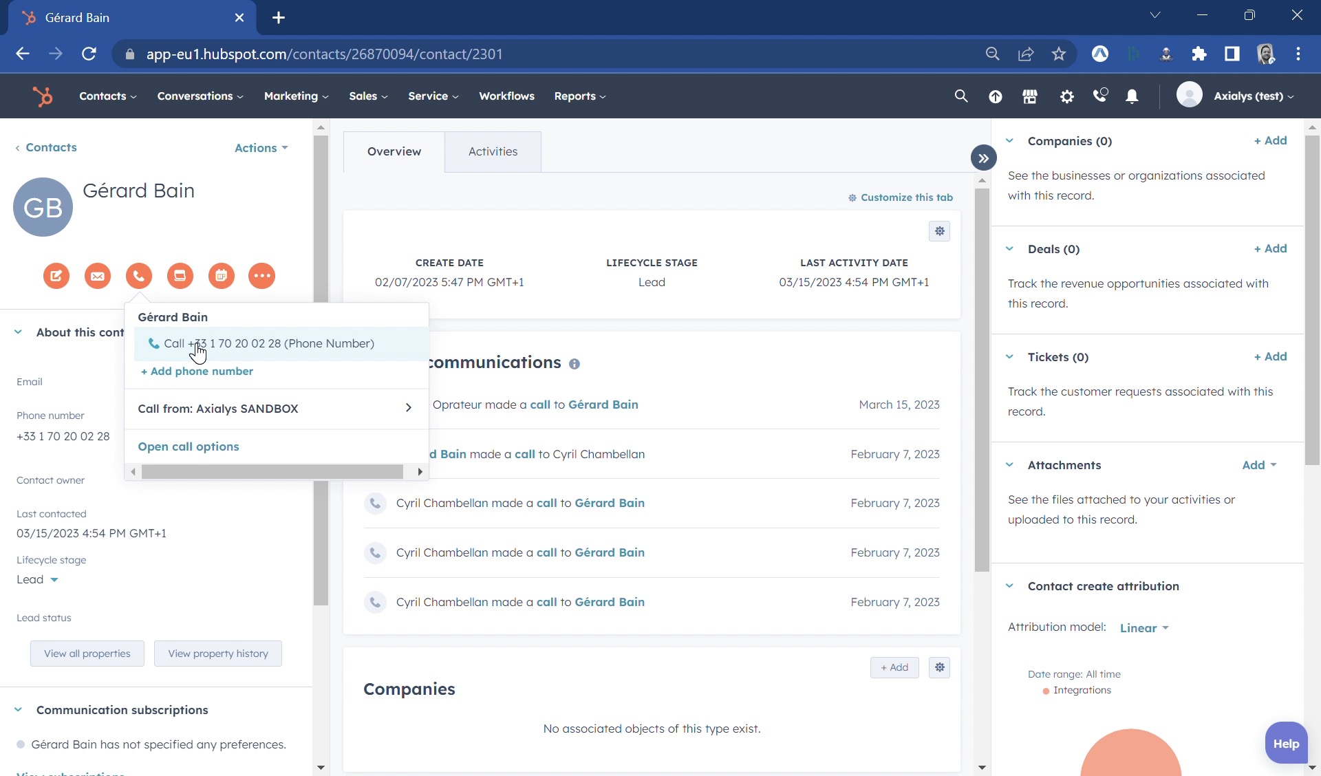 Interface Hubspot