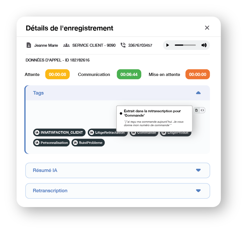 Automatisation et analyse des appels